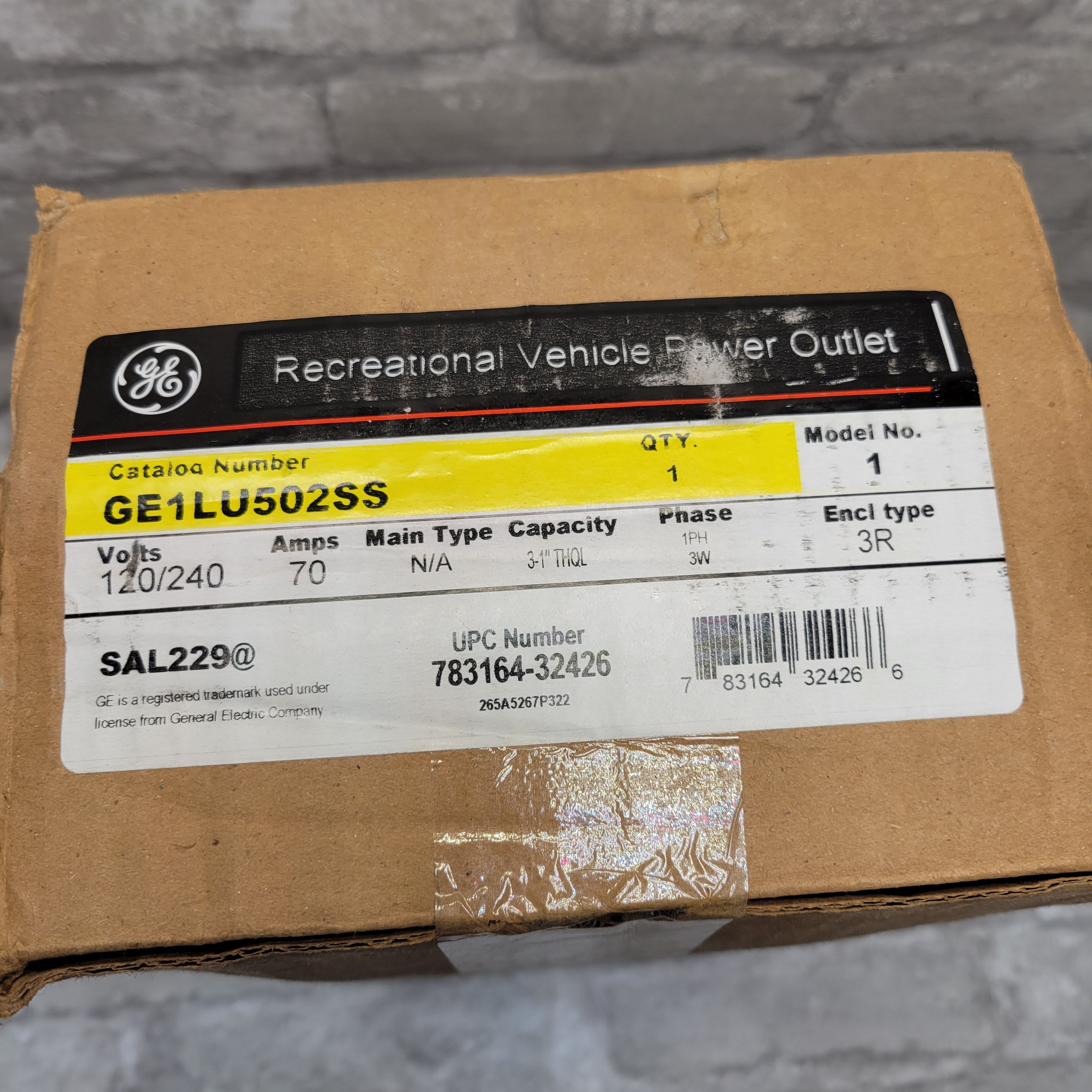 GE RV Panel with 50 Amp RV Receptacle and 20 Amp GFCI Receptacle GE1LU502SS (7933006414062)